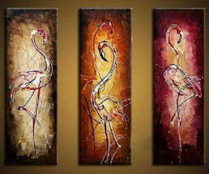 Canvas Painting, Abstract Bird Painting, Abstract Painting, Acrylic Art, 3 Piece Wall Art-Silvia Home Craft