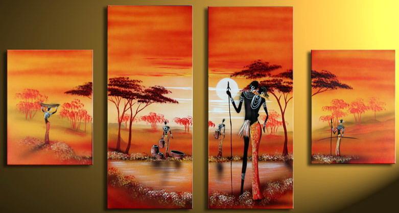 African Painting, Acrylic Wall Art Painting, Living Room Wall Paintings, Hand Painted Canvas Art-Silvia Home Craft