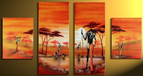 African Painting, Acrylic Wall Art Painting, Living Room Wall Paintings, Hand Painted Canvas Art-Silvia Home Craft