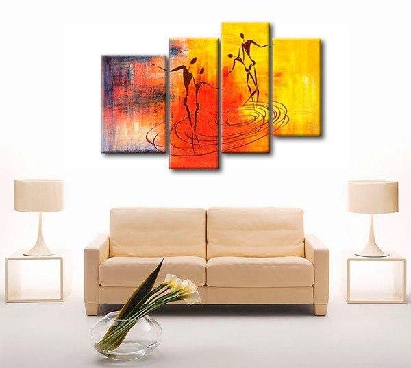 Simple Wall Art Ideas, Red Modern Abstract Painting, Dining Room