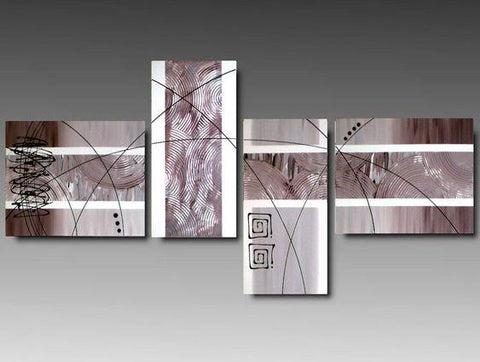 Paintings for Living Room, Abstract Acrylic Painting, Simple Modern Art, Large Painting on Canvas, 4 Piece Painting, Modern Wall Art Paintings-Silvia Home Craft