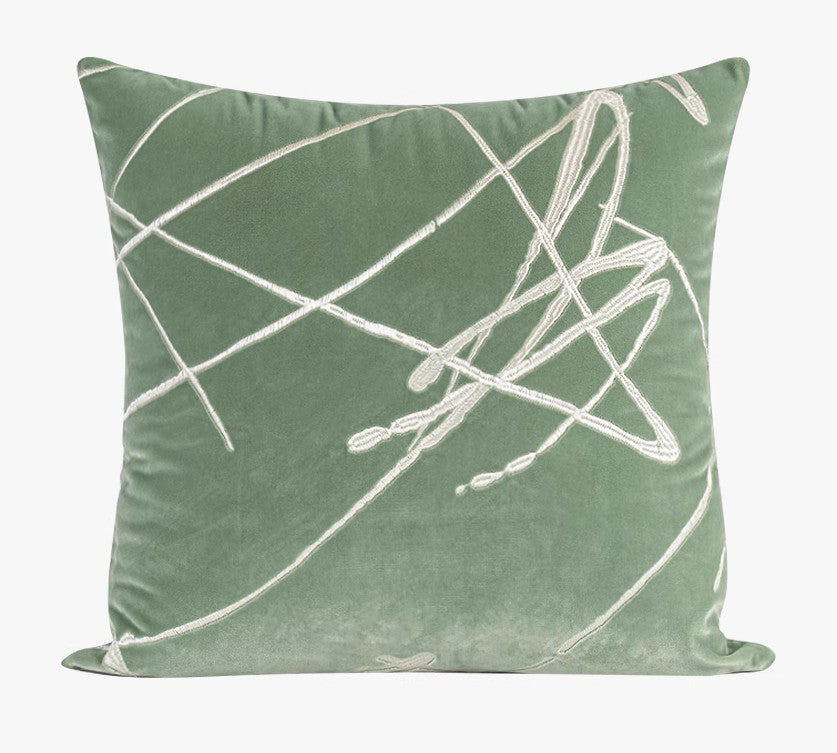 Abstract Contemporary Throw Pillow for Living Room, Green Decorative Throw Pillows for Couch, Large Modern Sofa Throw Pillows-Silvia Home Craft