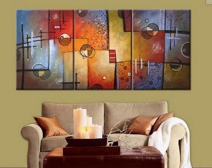 Group Art, Large Oil Painting, Abstract Oil Painting, Living Room Art, Modern Art, 3 Piece Wall Art, Abstract Painting-Silvia Home Craft