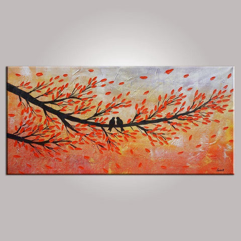 Love Birds Painting, Abstract Art, Contemporary Wall Art, Modern Art, Art for Sale, Abstract Art Painting, Dining Room Wall Art, Canvas Art-Silvia Home Craft