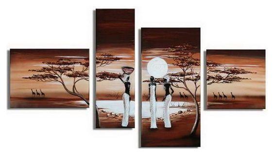 African Sunset Painting, African Painting, Living Room Wall Art, Canvas Art Painting, Landscape Canvas Paintings-Silvia Home Craft