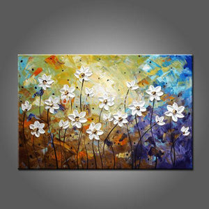 Daisy Flower Painting, Acrylic Flower Paintings, Bedroom Wall Art Painting, Flower Painting Abstract, Wall Art Paintings-Silvia Home Craft
