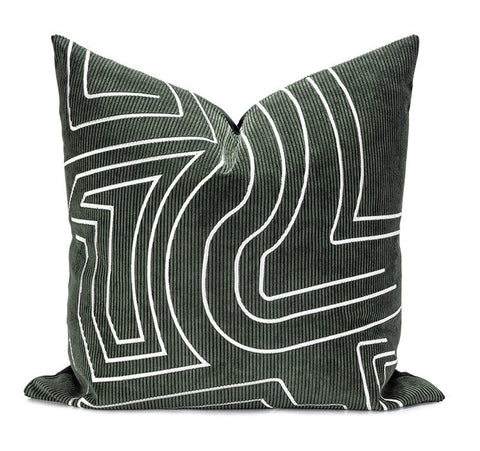Contemporary Cushions for Interior Design, Large Modern Decorative Pillows for Sofa, Green Modern Throw Pillows for Couch-Silvia Home Craft