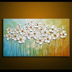 Flower Paintings, Texture Painting, Palette Knife Painting, Acrylic Flower Art, Wall Art Paintings-Silvia Home Craft
