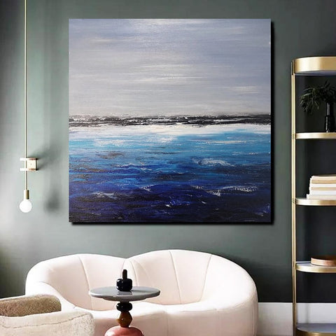 Large Paintings for Dining Room, Bedroom Wall Painting, Original Landscape Paintings, Simple Acrylic Paintings, Seascape Canvas Paintings-Silvia Home Craft
