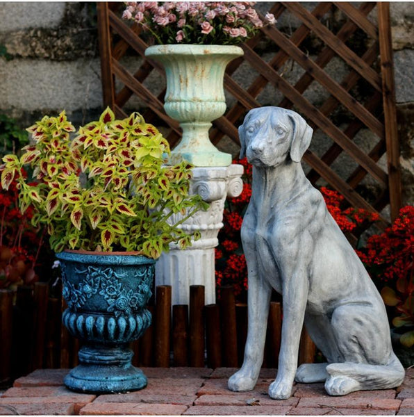 Large Dog Statue for Garden, Sitting Dog Statues, Pet Statue for Garden Courtyard Ornament, Villa Outdoor Decor Gardening Ideas-Silvia Home Craft