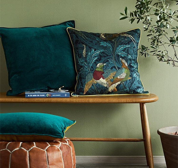 Beautiful Decorative Throw Pillows, Nightingales Cotton Pillow Cover, Decorative Sofa Pillows for Living Room, Bird Decorative Pillows-Silvia Home Craft
