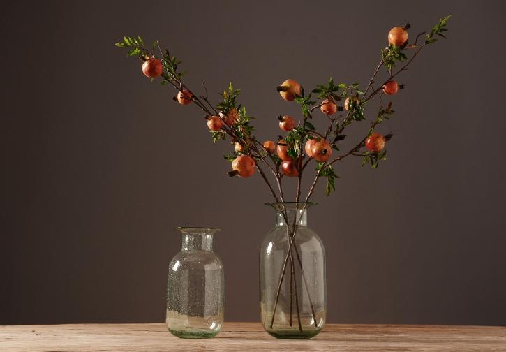 Rustic Artificial Large Pomegranate Fruit, Stem 36" Tall, Flower Arrangement-Silvia Home Craft