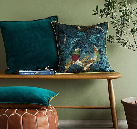 Nightingales Cotton Pillow Cover, Beautiful Decorative Throw Pillows, Decorative Sofa Pillows for Living Room, Bird Decorative Pillows-Silvia Home Craft