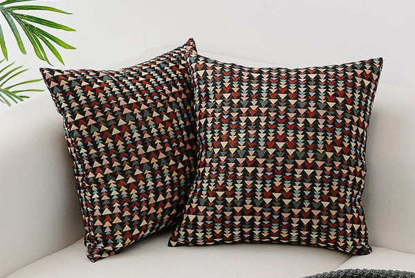 Geometric Pattern Chenille Throw Pillow for Couch, Bohemian Decorative Sofa Pillows, Decorative Throw Pillows for Living Room-Silvia Home Craft