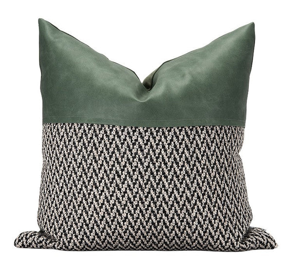 Abstract Contemporary Throw Pillows for Living Room, Green Decorative Throw Cushions for Couch, Large Modern Sofa Throw Pillows-Silvia Home Craft