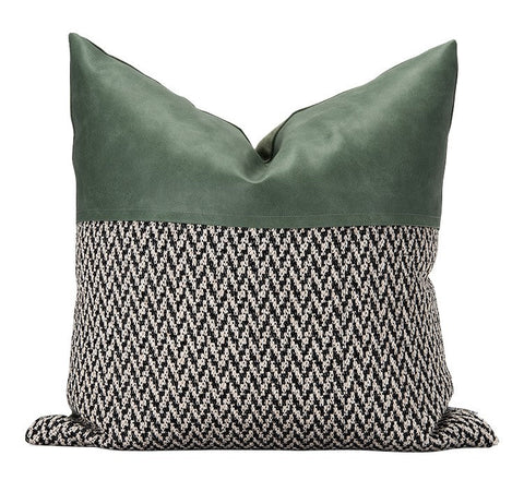 Abstract Contemporary Throw Pillows for Living Room, Green Decorative Throw Cushions for Couch, Large Modern Sofa Throw Pillows-Silvia Home Craft