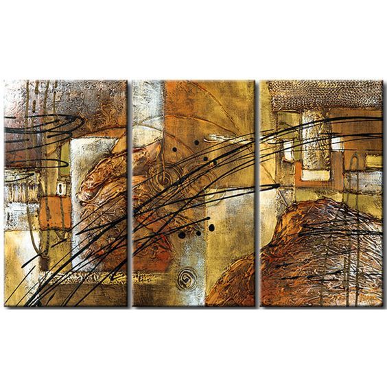 Texture Artwork, Abstract Painting on Canvas, 3 Piece Wall Art, Modern Acrylic Paintings, Wall Art Paintings-Silvia Home Craft