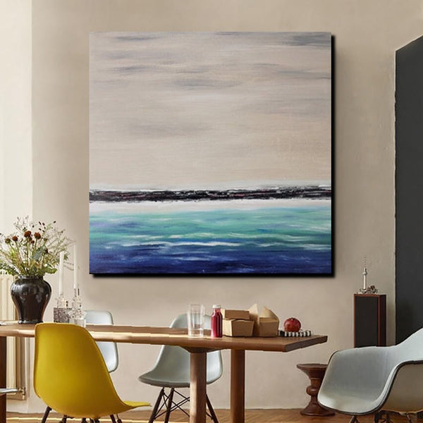 Living Room Wall Art Painting, Original Landscape Paintings, Large Paintings for Sale, Simple Abstract Paintings, Seascape Acrylic Paintings-Silvia Home Craft