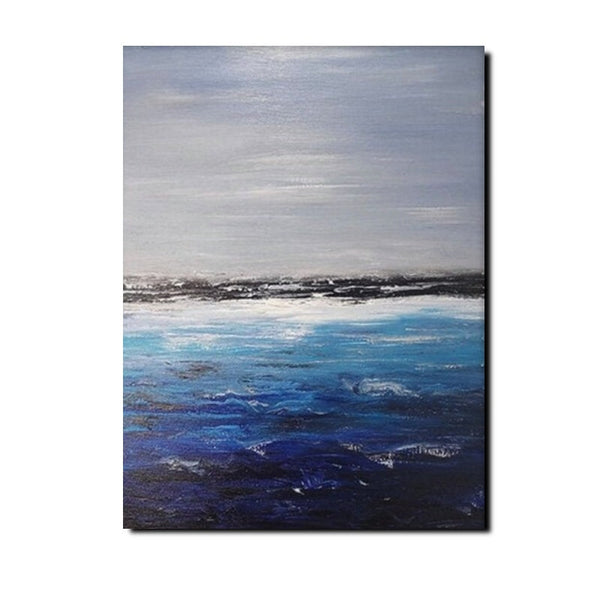 Beach Landscape Painting, Seascape Canvas Painting, Bedroom Wall Art Painting, Landscape Canvas Paintings, Large Paintings for Sale-Silvia Home Craft