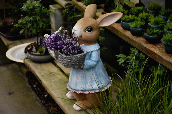 Garden Ornaments, Large Rabbit Statues for Garden, Bunny Flowerpot, Villa Outdoor Gardening Ideas, Modern Animal Garden Sculptures-Silvia Home Craft