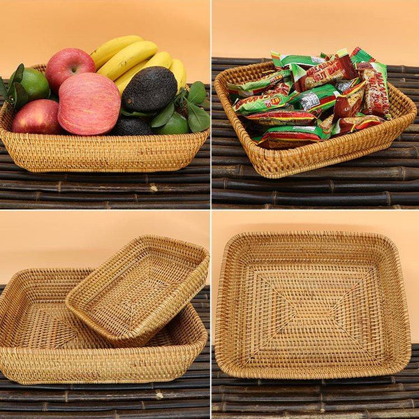 Small Rattan Storage Baskets, Storage Baskets for Shelves, Kitchen Storage Basket, Woven Storage Baskets for Bathroom-Silvia Home Craft