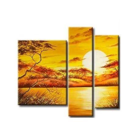 Landscape Canvas Paintings, Tree Sunset Painting, Buy Paintings Online, Yellow Canvas Painting, Acrylic Painting for Sale-Silvia Home Craft
