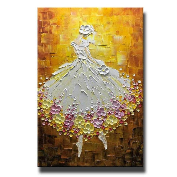 Modern Paintings, Contemporary Art, Texture Artwork, Palette Knife Canvas Paintings, Ballet Dancer Painting, Acrylic Painting Abstract-Silvia Home Craft