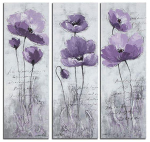 Purple Flower Painting Abstract, Flower Paintings, Acrylic Wall Art Painting, Modern Paintings-Silvia Home Craft