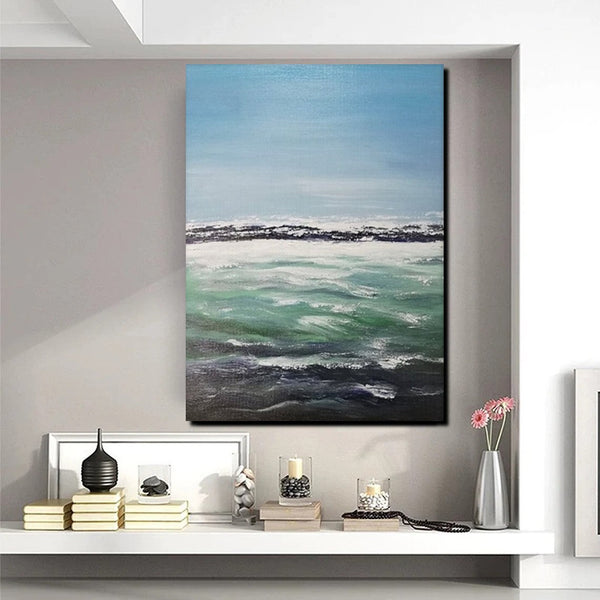 Original Landscape Paintings, Seashore Painting, Living Room Wall Art Paintings, Large Original Paintings, Hand Painted Artwork-Silvia Home Craft