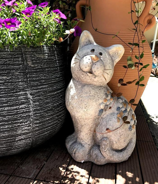 Large Lovely Cat Statue for Garden Courtyard Ornament, Animal Statue, Villa Outdoor Decor Gardening Ideas-Silvia Home Craft