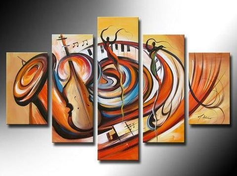 Hand Painted Canvas Painting, Music Painting, Large Abstract Painting, Acrylic Painting on Canvas-Silvia Home Craft