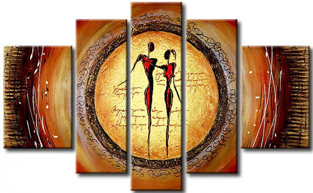 Abstract Art Of Love Painting, 5 Piece Modern Acrylic Set, Living Room Wall Decor Art