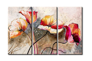 Flower Paintings, 3 Piece Wall Painting, Modern Contemporary Paintings, Acrylic Flower Paintings, Wall Art Paintings-Silvia Home Craft