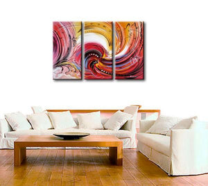 Colorful Lines Painting, Abstract Canvas Painting, Dining Room Wall Art Paintings, 3 Piece Art Painting, Modern Abstract Wall Art-Silvia Home Craft