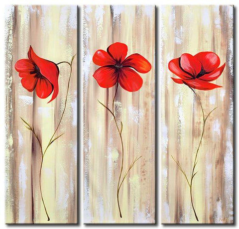 Red Flower Painting, Acrylic Flower Paintings, Acrylic Wall Art Painting, Modern Contemporary Paintings-Silvia Home Craft