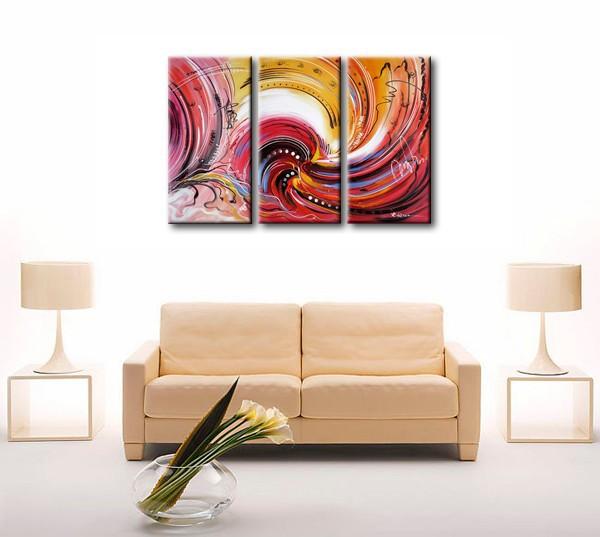 Colorful Lines Painting, Abstract Canvas Painting, Dining Room Wall Art Paintings, 3 Piece Art Painting, Modern Abstract Wall Art-Silvia Home Craft