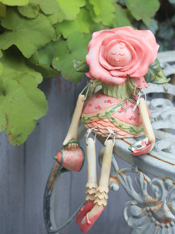 Creative Flower Rose Fairy Statue for Garden, Beautiful Garden Courtyard Ornaments, Villa Outdoor Decor Gardening Ideas, Unique Modern Garden Sculptures-Silvia Home Craft