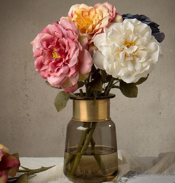 Rose Flower Arrangement, Silk Flower Centerpiece, Artificial Flower Decor, Wedding Decor, Faux Flower-Silvia Home Craft