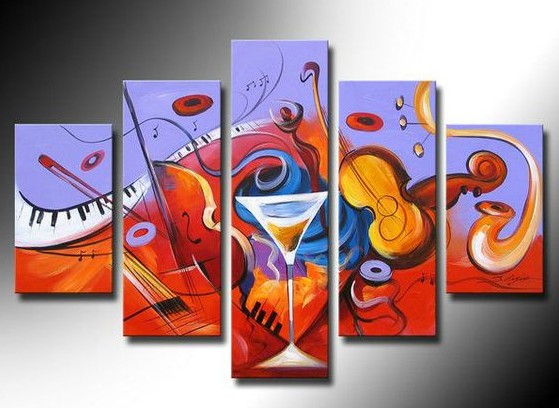 Music Painting, Hand Painted Wall Art, Modern Abstract Painting, Violin Painting, Living Room Wall Painting-Silvia Home Craft