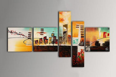 Cityscape Painting, Living Room Wall Art, Modern Paintings, Contemporary Wall Art Painting, Acrylic Artwork-Silvia Home Craft