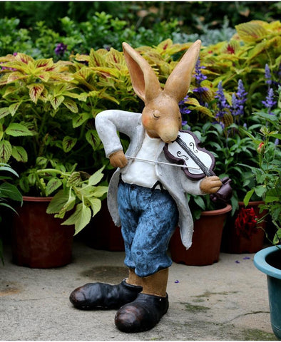 Garden Courtyard Ornament, Large Rabbit Statue for Garden, Bunny Flower Pot, Villa Outdoor Decor Gardening Ideas, House Warming Gift-Silvia Home Craft