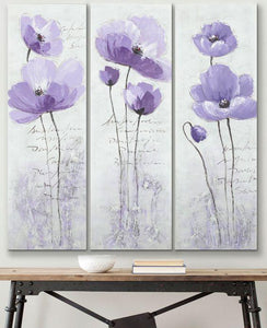Purple Flower Painting, Abstract Flower Paintings, Bedroom Wall Art Painting, Modern Paintings-Silvia Home Craft