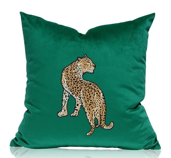 Modern Sofa Pillows, Green Decorative Pillows for Living Room, Contemporary Throw Pillows, Cheetah Decorative Cushion-Silvia Home Craft