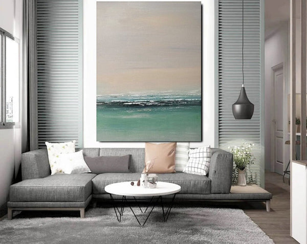 Original Landscape Painting, Seascape Canvas Painting, Living Room Wall Art Painting, Hand Painted Artwork, Large Original Paintings-Silvia Home Craft