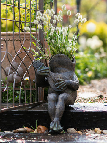 Garden Animal Statues, Unique Modern Garden Sculptures, Frog Flowerpot for Garden Decoration, Beautiful Cute Frog Statues, Creative Villa Outdoor Gardening Ideas-Silvia Home Craft
