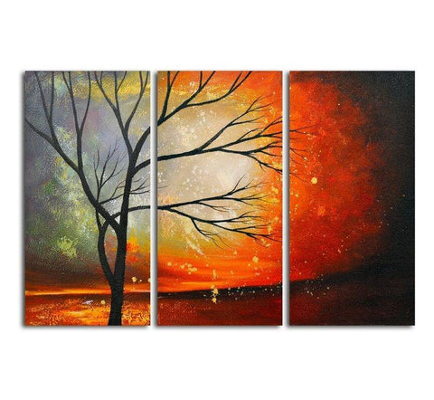 Acrylic Painting on Canvas, Hand Painted Wall Art Paintings, Tree of Life Painting, Large Paintings for Bedroom-Silvia Home Craft