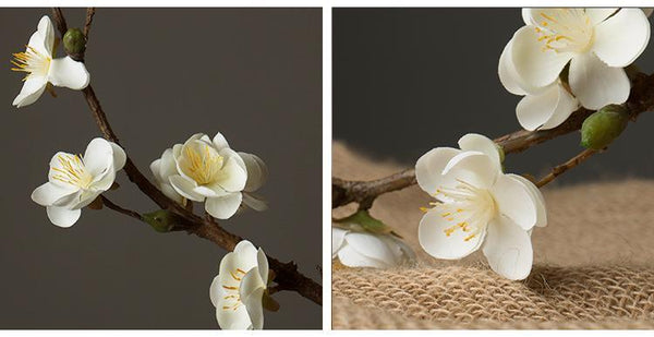 White and Pink Plum Artificial Flowers, Artificial Botany Plants, Silk Flower Arrangement, Plum Flower, Simple Flower Arrangement for Home Decoration-Silvia Home Craft