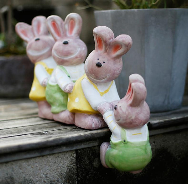Lovely Rabbits Statues, Cute Rabbits in the Garden, Animal Resin Statue for Garden Ornament, Outdoor Decoration Ideas, Garden Ideas-Silvia Home Craft