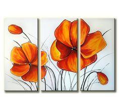 Dining Room Wall Art Painting, Acrylic Flower Paintings, Flower Painting Abstract, Flower Artwork-Silvia Home Craft