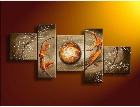 Abstract Art of Love, Modern Abstract Paintings, Bedroom Room Wall Art Paintings, 5 Piece Canvas Painting, Love Abstract Painting-Silvia Home Craft